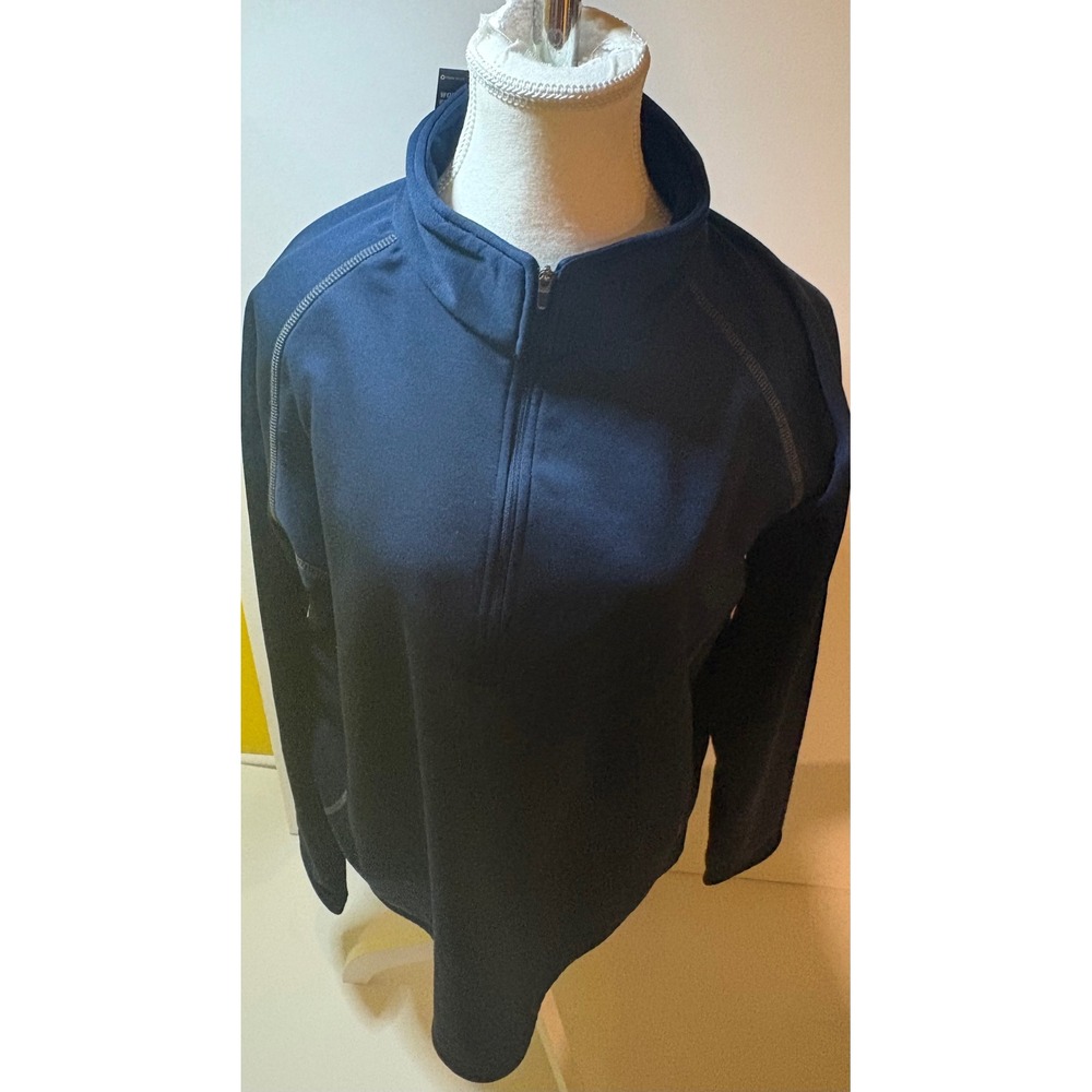 Eddie Bauer Women's 3X Fleece Pullover 1/4 Zip Blue Mock Neck Sweater Jacket NWT